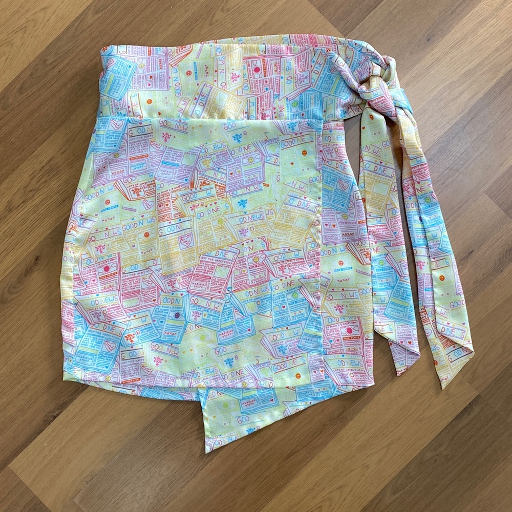 Never Fully Dressed Pastel Ticket Print Mini Jaspre Skirt